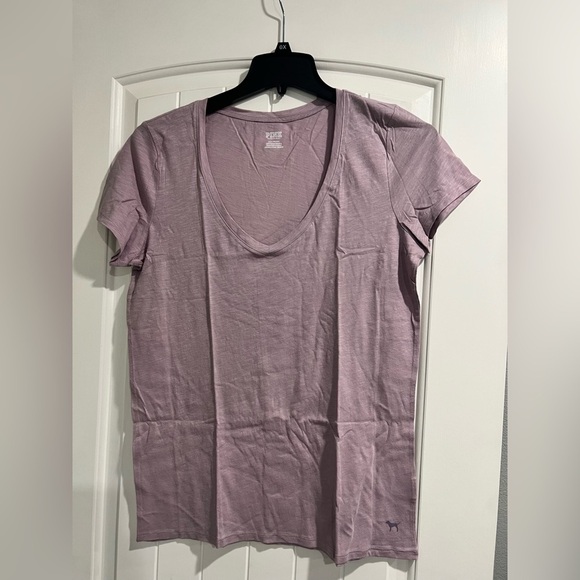 NEW NIP VS Victoria secret PINK shirt light mauve purple v-neck L large - Picture 1 of 6